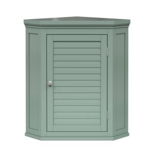 Armario de esquina mdf verde con puertas estilo persiana