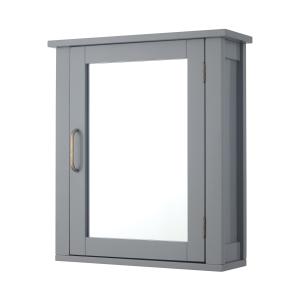 Armario de pared para baño de mdf gris con puerta de espejo