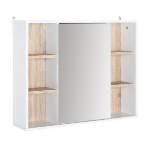 Armario espejo 60x14,5x49,4 cm blanco y roble