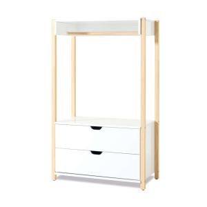 Armario Montessori (con colgador y cajones) madera/blanco