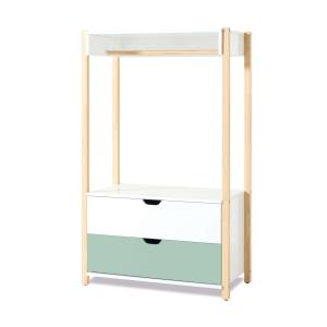 Armario montessori (con colgador y cajones) madera/verde-me…