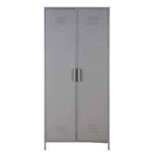 Armario ropero con 2 puertas de metal gris