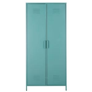 Armario ropero con 2 puertas de metal verde