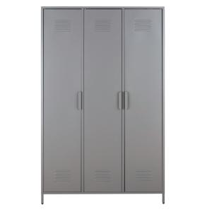 Armario ropero de 3 puertas de metal gris