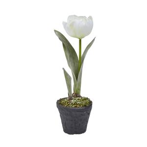 Arreglo tulipán esmerilado en maceta artificial blanco h27