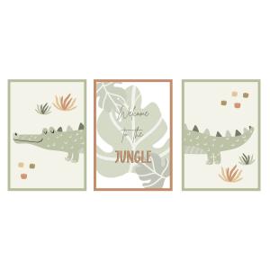 Art print (set de 3) animales de la jungla multicolor 21x29…