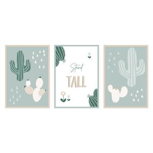 Art print (set de 3) cactus verde 21x29,7 cm