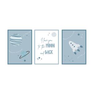 Art print (set de 3) espacio azul 21x29,7 cm