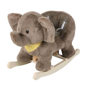 Balancín en forma de elefante gris, amarillo y blanco