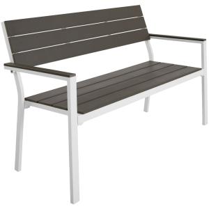 Banco de jardín 2 plazas 128 x 59 x 88 cm gris claro/blanco