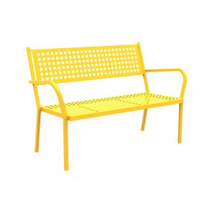 Banco de jardín apilable de metal amarillo 125x60 cm 77h