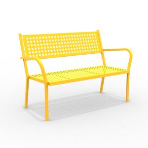 Banco de jardín apilable de metal amarillo 148x53 cm 85h