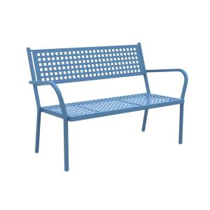 Banco de jardín apilable de metal azul 125x60 cm 77h