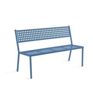 Banco de jardín apilable de metal azul 141x56 cm 85h