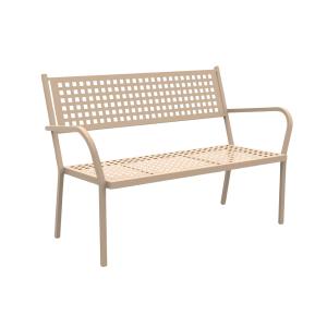 Banco de jardín apilable de metal beige 125x60 cm 77h