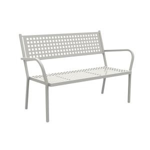 Banco de jardín apilable de metal blanco 125x60 cm 77h