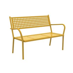 Banco de jardín apilable de metal dorado 148x53 cm 85h