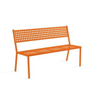 Banco de jardín apilable de metal naranja 141x56 cm 85h