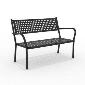 Banco de jardín apilable de metal negro 125x60 cm 77h