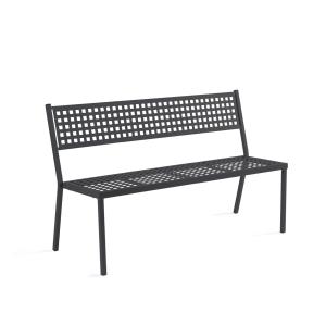 Banco de jardín apilable de metal negro 141x56 cm 85h