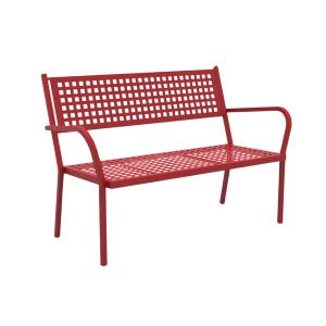 Banco de jardín apilable de metal rojo 125x60 cm 77h