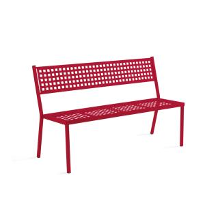 Banco de jardín apilable de metal rojo 141x56 cm 85h