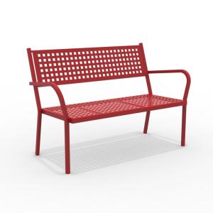 Banco de jardín apilable de metal rojo 148x53 cm 85h