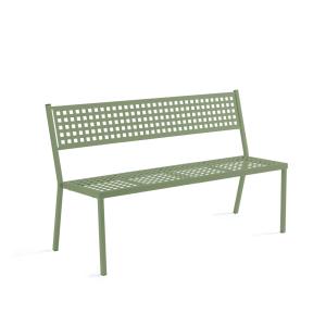 Banco de jardín apilable de metal verde 141x56 cm 85h