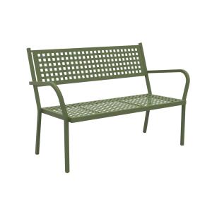 Banco de jardín apilable de metal verde 148x53 cm 85h