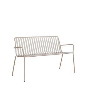 Banco de jardín de metal color crema 2 plazas