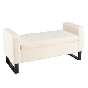 Banco de tela de rizo crudo con espacio de almacenamiento