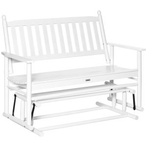 Banco mecedora de jardín 125x68.5x102 cm blanco