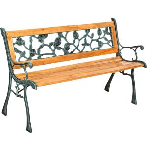 Banco para jardín de madera y hierro fundido 124x52x74 cm,…