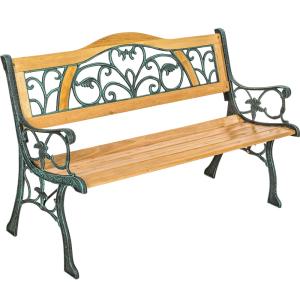 Banco para jardín de madera y hierro fundido 124x60x83cm, m…