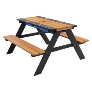 Banco para niños marrón natural con mesa y 4 asientos de ma…