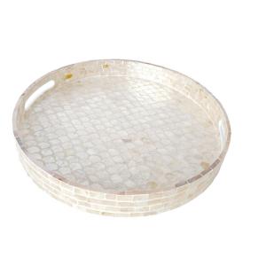 Bandeja blanca nacarada 40x40x5cm