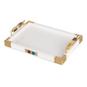 Bandeja blanco de madera 45x31x8cm