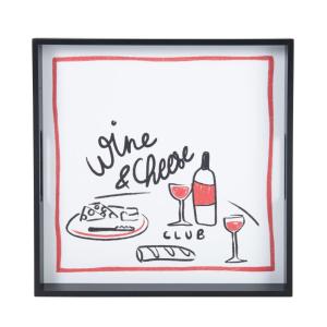 Bandeja cuadrada blanca, roja y negra 35x35 cm