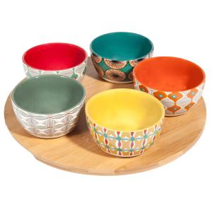 Bandeja de aperitivos de cerámica multicolor