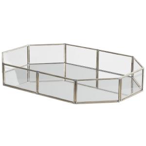 Bandeja decorativa espejado vidrio plateado