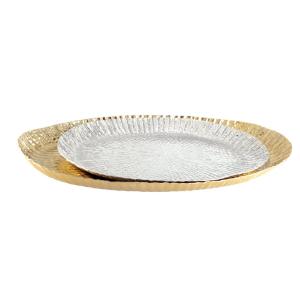 Bandeja en aluminio dorado y plateado - lote de 2