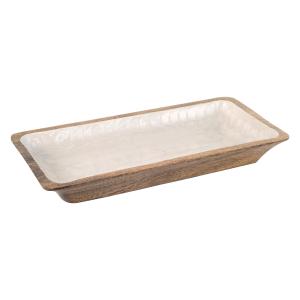 Bandeja grande madera blanco 5x18x38cm