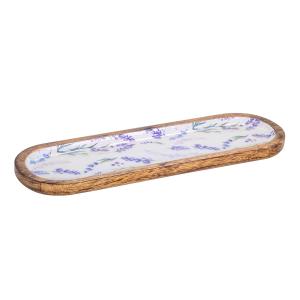 Bandeja oval lavanda madera marrón 3x14x46cm