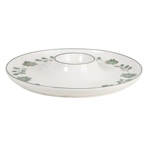 Bandeja para aperitivos de cerámica blanca y flores verdes…