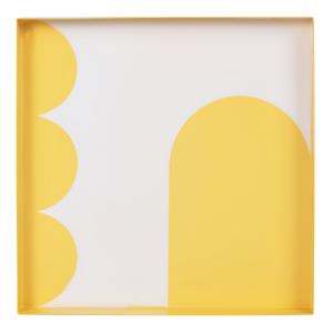 Bandeja rectangular de hierro reciclado blanco y amarillo
