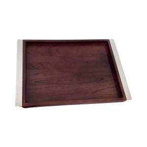 Bandeja rectangular de madera con asas de metal plateado 44…