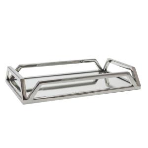 Bandeja rectangular espejo plata 41x26x6.5cm