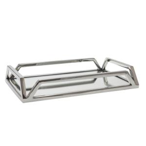 Bandeja rectangular espejo plata 56x36x5cm