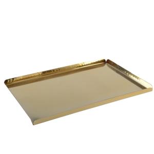 Bandeja rectangular martillada dorada 30.5x21x1.25cm