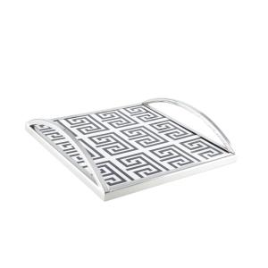 Bandeja rectangular negra y blanca 30x30x6 cm